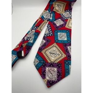 Tabasco Brand Pepper Sauce Novelty Silk Tie Men Red Multicolored Pattern
